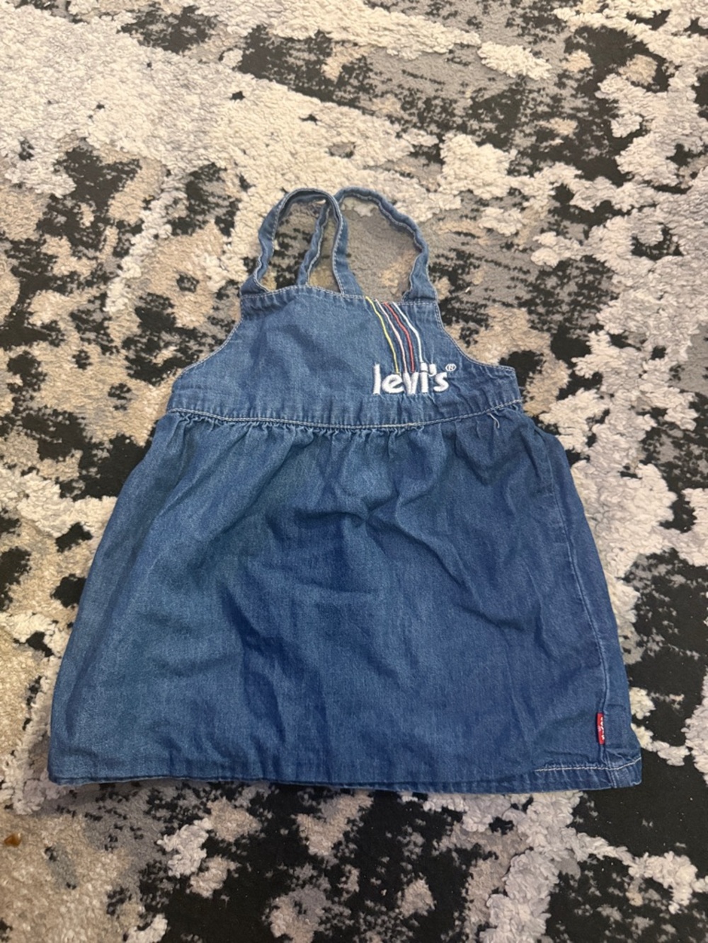 Girls Levi's Blue Denim Baby Dress with Multicolor Embroidery 12 Months